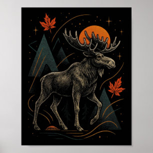 Poster Forêt d'aventure d'automne de nature d'orignal