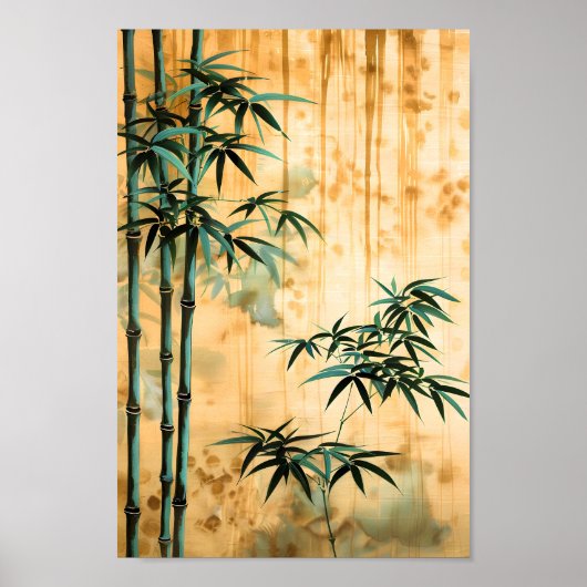Poster Forêt de bambou botanique zen (Devant)