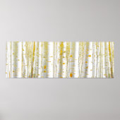 Poster Forêt de bouleaux d'or et de blanc (Devant)