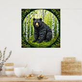 Poster Forêt de bouleaux Sérénité Ours noir Sauvagerie (Cuisine)
