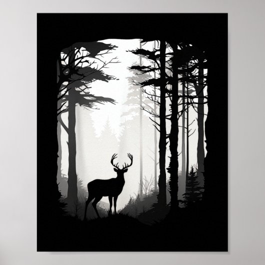 Poster Forêt de cerfs faune (Devant)