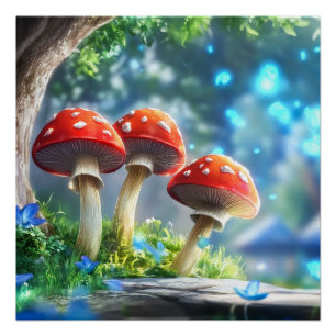 Poster Forêt de Champignons