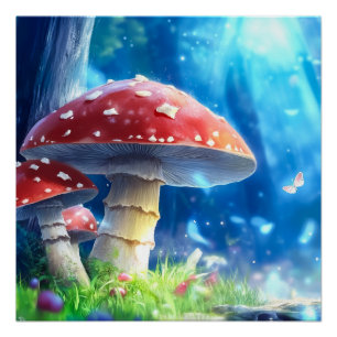 Poster Forêt de Champignons