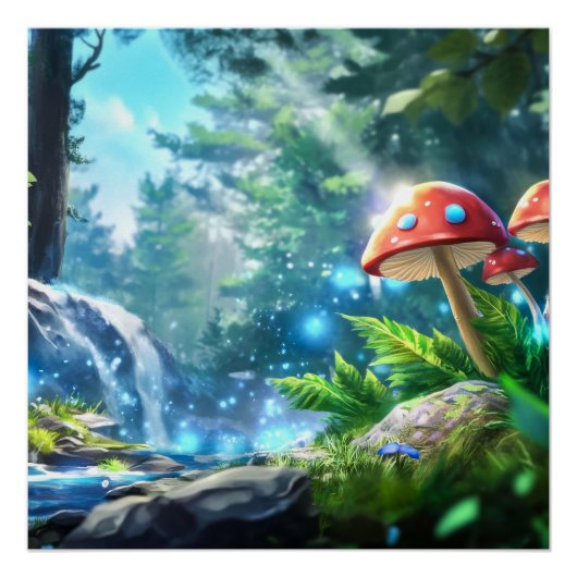 Poster Forêt de Champignons (Devant)