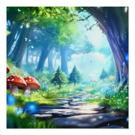 Poster Forêt de champignons (Devant)