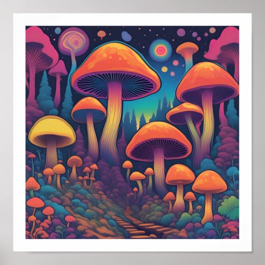 Poster Forêt de champignons (Devant)