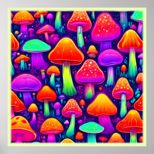 Poster Forêt de champignons à lueur de néon
