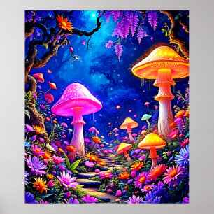 Poster Forêt de champignons enchantée