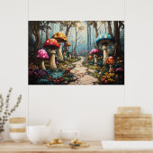 Poster Forêt de champignons enchantés - Imaginaire lunair (Cuisine)