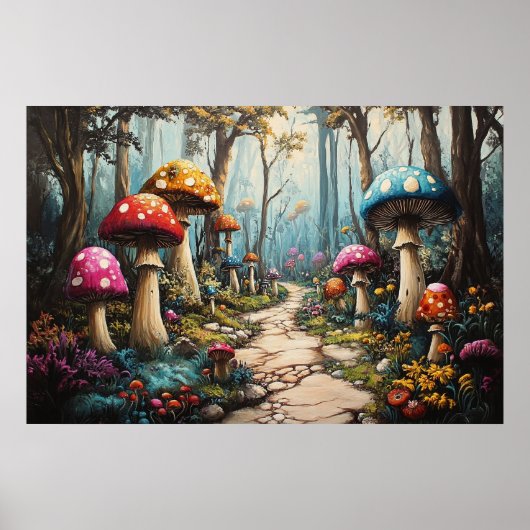 Poster Forêt de champignons enchantés - Imaginaire lunair (Devant)