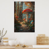 Poster Forêt de champignons enchâssés - Bois Whimsical (Cuisine)