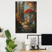 Poster Forêt de champignons enchâssés - Bois Whimsical (Bureau à domicile)