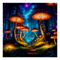 Forêt de champignons magique de minuit