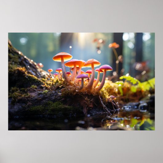 Poster Forêt de champignons Nature Serene Tranquille (Devant)