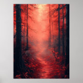 Poster Forêt de Crimson enchantée en rouge monochrome (Devant)