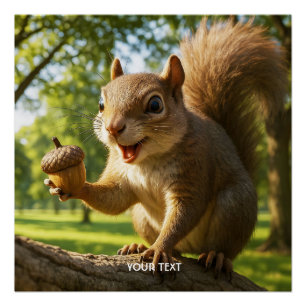 Poster Forêt de fantaisie de petits écureuils mignons et