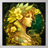 Poster Fôret de fleurs enchantées Fée Fantastique (Devant)