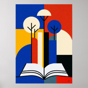 Poster Forêt de lecture Bauhaus Art géométrique pour amat