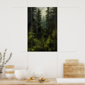 Poster Forêt de maison de ferme d'arbre persistant, mur v (Cuisine)