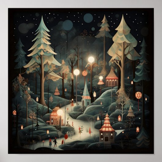 Poster Forêt de Noël décorative (Devant)