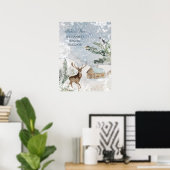 Poster Forêt de Noël Magique Cerf Oiseau (Bureau à domicile)