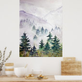 Poster forêt de pins après l'aquarelle peinte à la main a (Cuisine)