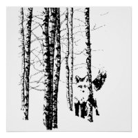 Forêt de renard de Birch Animal Silhouette Nature