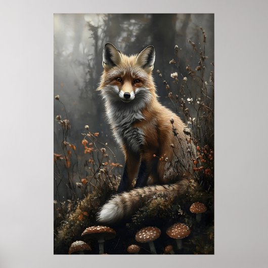 Poster Forêt de renard lunatique Impression, Dark Academi (Devant)