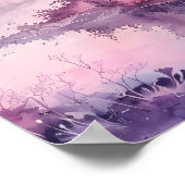 Poster Forêt de rêve à l'aquarelle dans des tons roses (Coin)