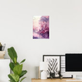 Poster Forêt de rêve à l'aquarelle dans des tons roses (Bureau à domicile)
