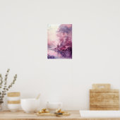 Poster Forêt de rêve à l'aquarelle dans des tons roses (Cuisine)