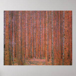 Poster Forêt de sapins de Gustav Klimt Tannenwald Arbres