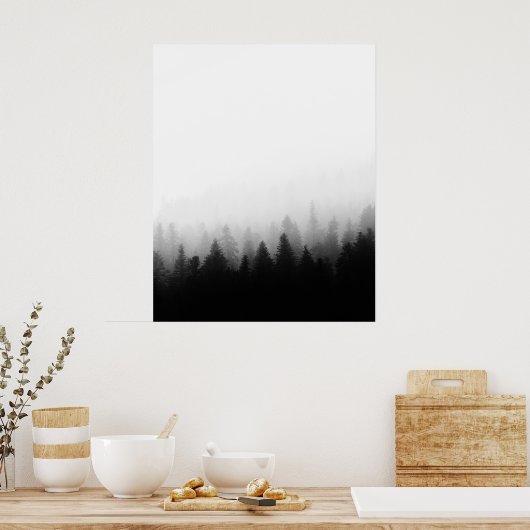 Poster Forêt d'épicéas dans le brouillard (Cuisine)
