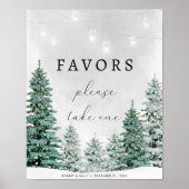 Poster forêt d'hiver rustique préférence signe mariage (Devant)