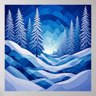 Poster Forêt d'hiver Saphir Bleu ❄️