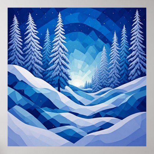 Poster Forêt d'hiver Saphir Bleu ❄️ (Devant)