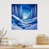 Poster Forêt d'hiver Saphir Bleu ❄️ (Cuisine)