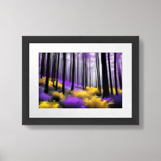 Poster Forêt enchantée autre monde violet et jaune