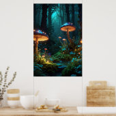 Poster Forêt enchantée avec Créatures Imaginaires et Glow (Cuisine)