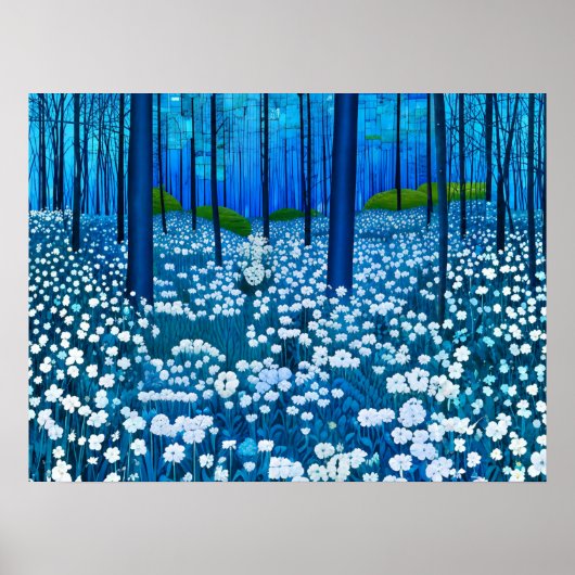 Poster Forêt Enchantée de Fleurs Sauvages Blanches (Devant)