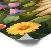 Poster Forêt enchantée de papillon de champignons (Coin)