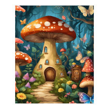 Forêt enchantée de papillon de champignons
