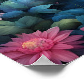 Poster Forêt enchantée Magie BLEUE papillons fleurs (Coin)