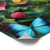 Poster Forêt enchantée Magie des papillons VERTS fleurs (Coin)