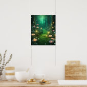 Poster Forêt enchantée Magie thème VERT (Cuisine)