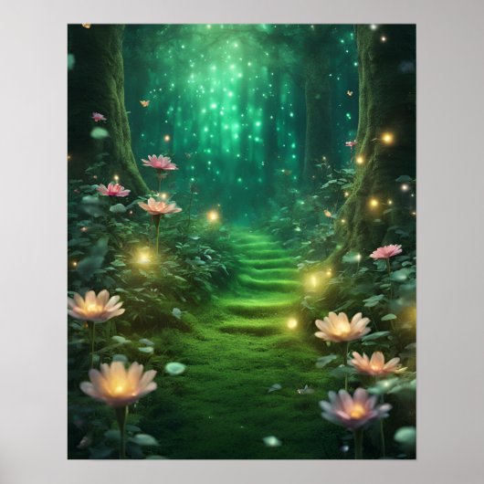 Poster Forêt enchantée Magie thème VERT (Devant)