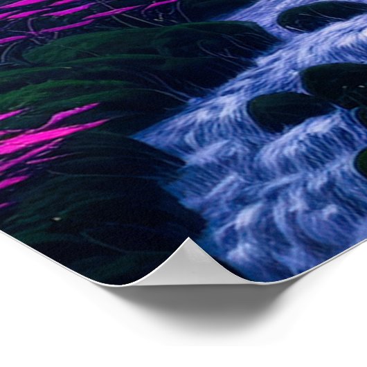 Poster Forêt enchantée, paradis des fleurs roses (Coin)