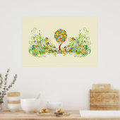 Poster Forêt Enchantée Patchwork Floral Conte de Fées Arb (Cuisine)