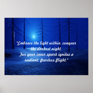 Poster Forêt esthétique paysage bleu foncé motivation
