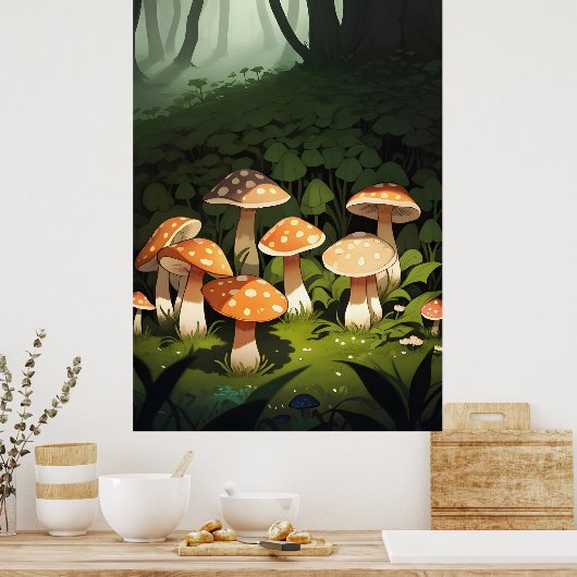 Poster Forêt et champignons (Cuisine)
